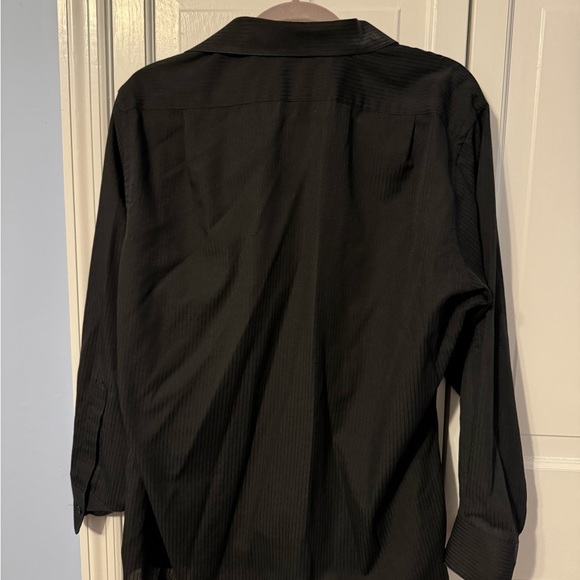 Men’s Black Fitted Ribbed Premium Dress Shirt. Stylish Sleek. Size 16‎ 1/2 34/35 - Picture 2 of 9